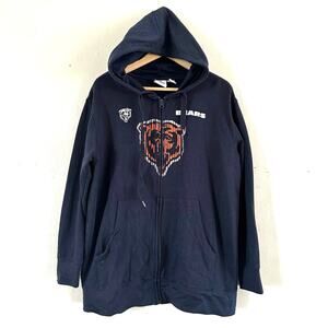 Chicago Bears Majestic‎ Full Zip Hoodie Sweater Jacket Blue Size Medium Unisex